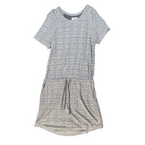 Lou & Grey Dress Mini Eyelet Short Sleeve Drawstring Gray Size Small